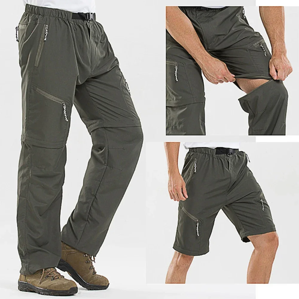 Summer Removable Quick-drying Hiking Pants Men's Waterproof Trousers for Mountain Camping Trekking Leisure Travel Shorts