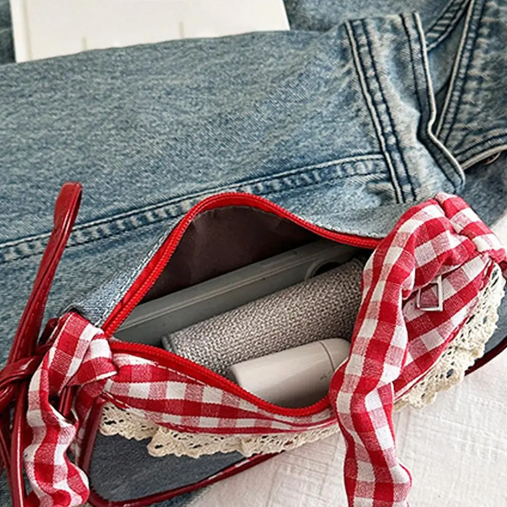 Frische, süße Damenhandtasche, modische Unterarmtasche mit Schleife für Frauen, einfache Freizeittasche, trendige, vielseitige Schultertasche – Detail 16