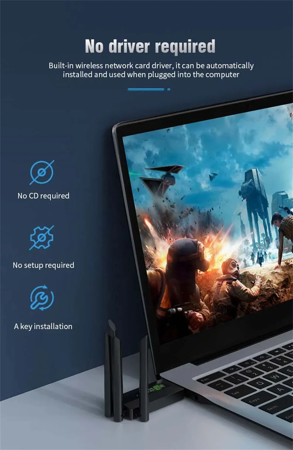 듀얼 밴드 USB wifi 1200Mbps 어댑터 2.4GHz 5GHz WiFi 4 안테나 PC 미니 컴퓨터 600Mbps 네트워크 카드 수신기