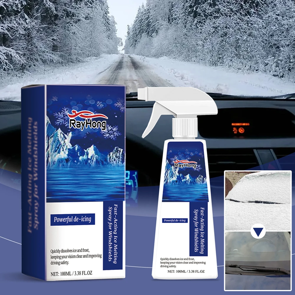 100ml Car Window Snow Defroster Sprays Rapid Ice Snow Melting Portable Removal Agents for Winter Car for Truck SUV