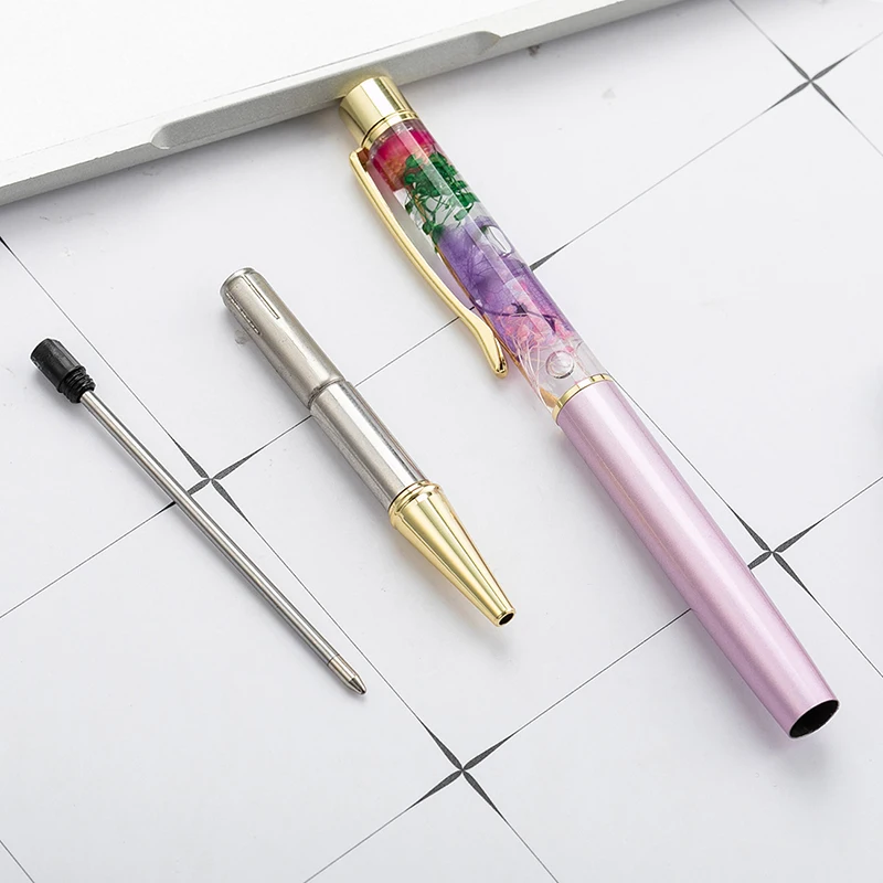 New Eternal Life Flower Oil Pen Metal Ballpoint Pen Lettering Engraved Name Advertising Pen Custom Logo Stationery Wholesale