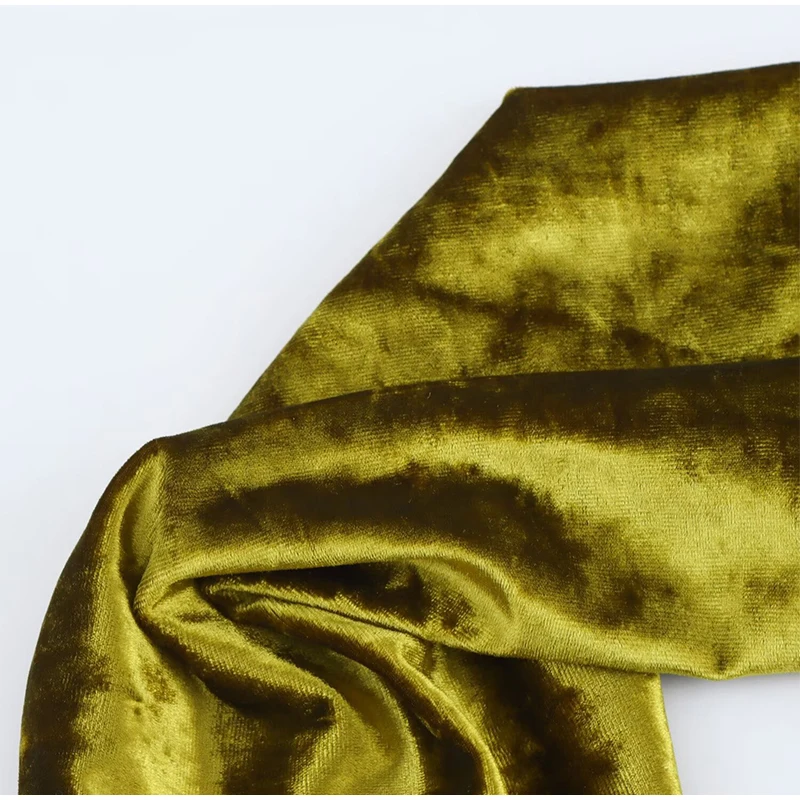 Elegant Halter Velvet Midi Dresses Women Backless Pleated Zipper Green Party Dress Female 2025 Spring Summer Lady Slim Fit Robes