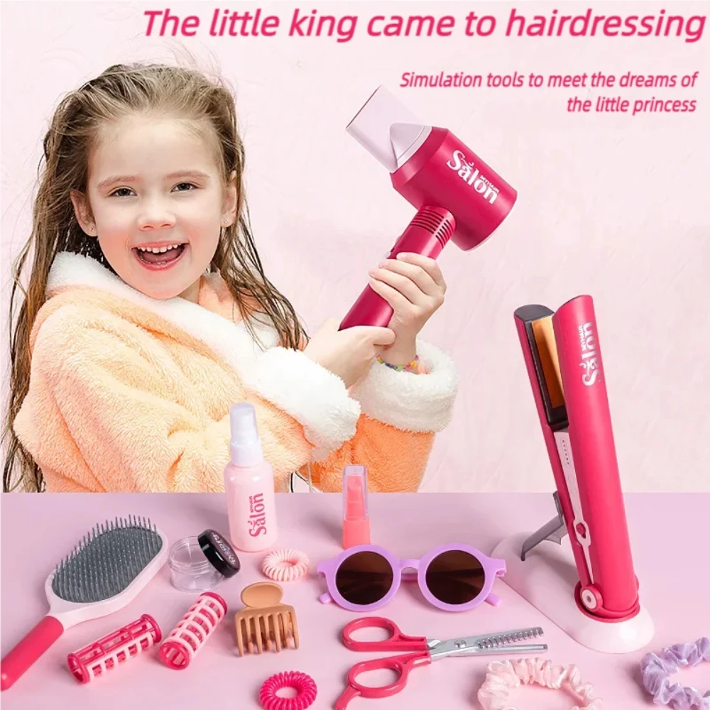 Makeup Toy WizKidz Children's Hairdressing Pretend Play Toy Set Little Girl Hair Dryer Scissors Shampoo Hair Salon Simulation Gift