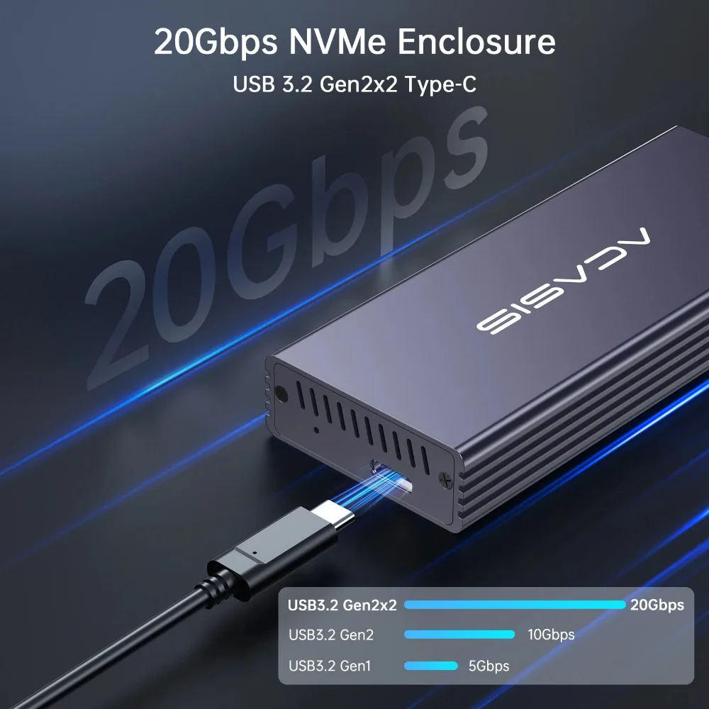 ACASIS 맥북 SSD 케이스 20Gbps 애플 SSD 케이스 USB C 어댑터 애플 맥/아이맥/맥북 에어 20132017 12+16 핀 SSD용 ?
