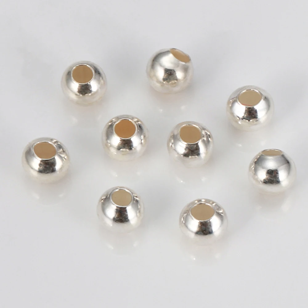 

1pc-44pcs REAL 925 Sterling Silver Beads Round Beads Spacer Beads Silver Bead for Bracelet Necklace Jewelry Making Wholesale