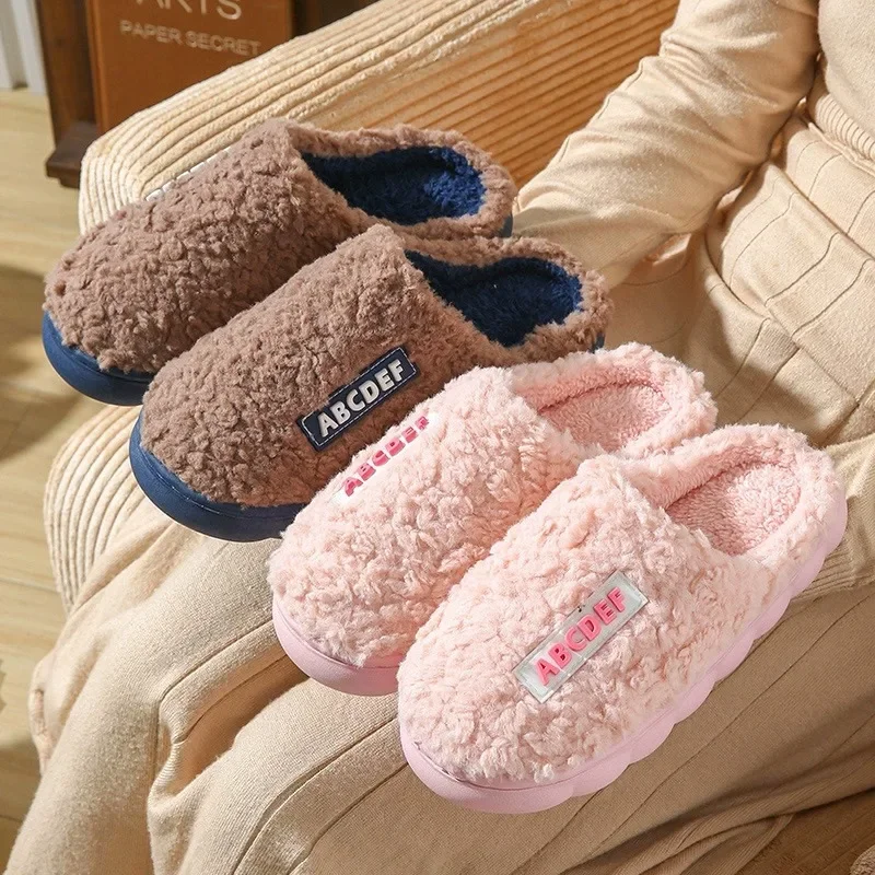 

Новинка, хлопковые тапочки для женщин на осень и зиму, для дома, сохраняйте тепло и носите, нескользящая толстая подошва, искусственная кожа, на улице