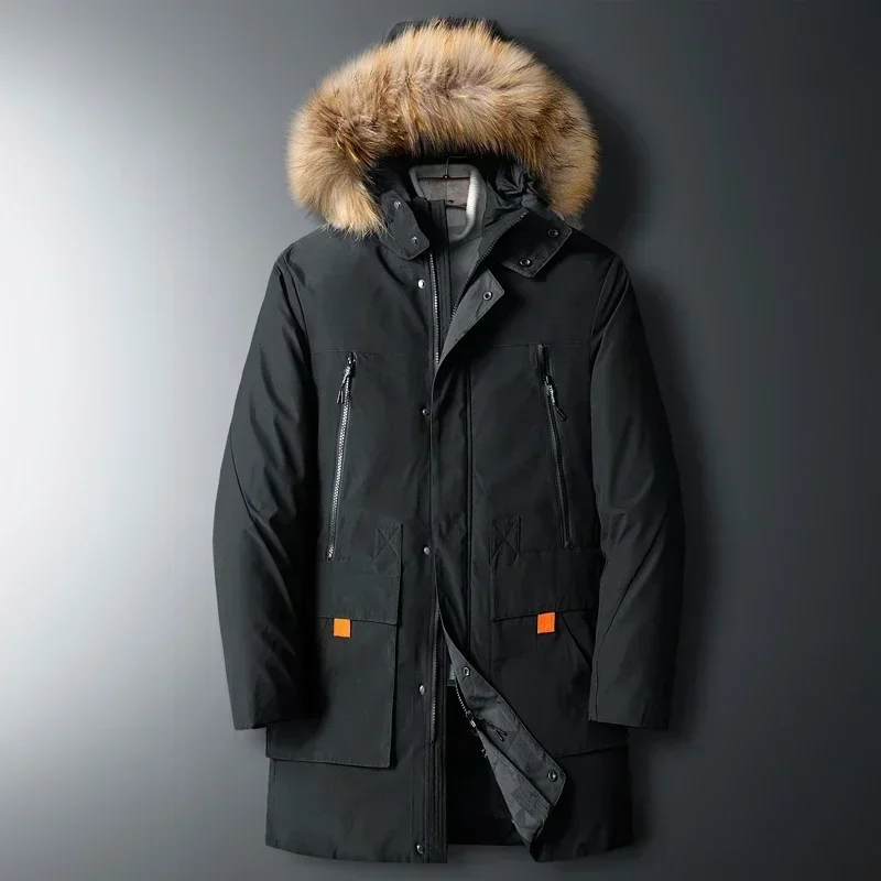 Thick Puffer Jacket Parkas Overcoat Men's Winter Parka Men White Duck Down Removable Cap Mens High Quality Thermal Down Jacket