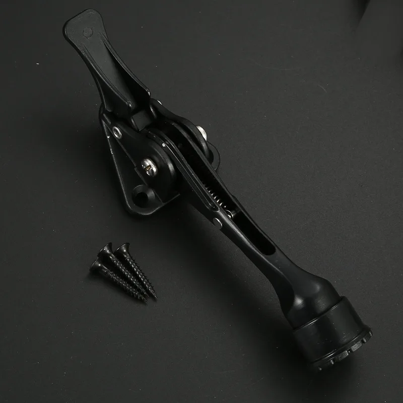 Heavy Duty Mute Zinc Alloy Door Stopper with Non-Slip Rubber Tip and Hidden Wall Protector