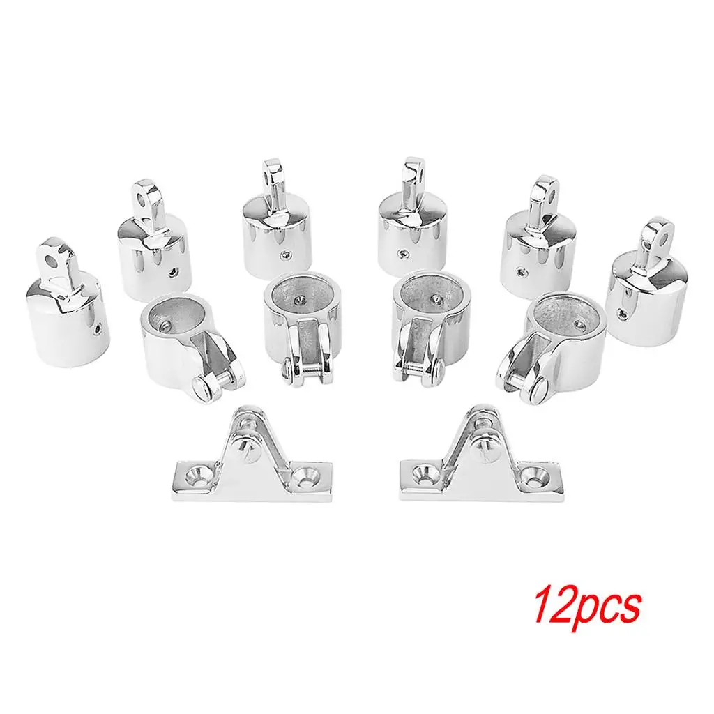 

12Pcs 3-Bow Bimini Top Boat Stainless Steel Fittings Hardware Set