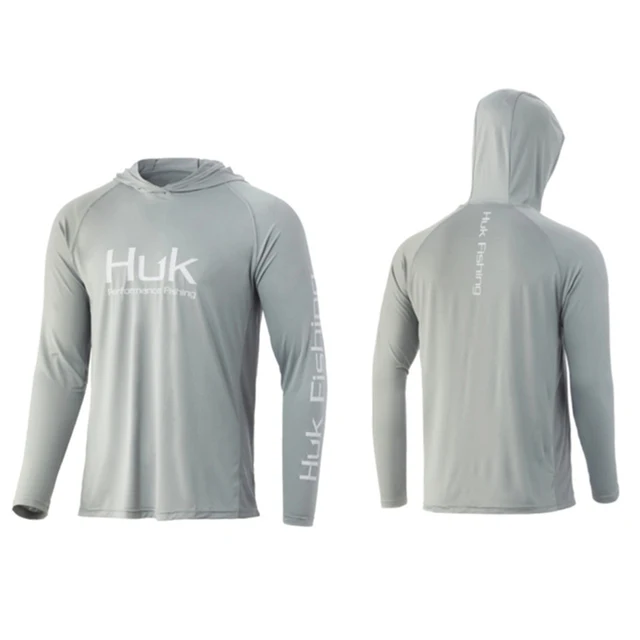 Chemise De Pêche Huk Performance – Homme – Gris Moyen – Taille M – UPF 50+
