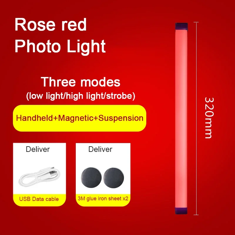 Vibrant RGB Tube Light - Colorful 32cm USB Night Light Stick for Room Decor & Photography