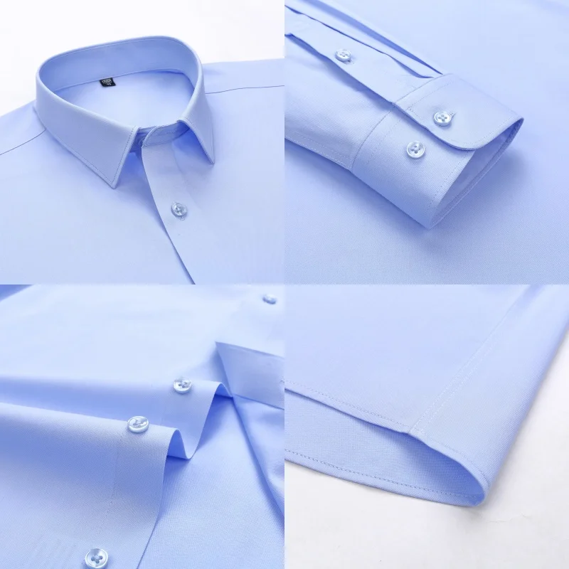 8XL No-Iron Anti-Wrinkle Soft Cozy Fabric 80% Cotton 15%Elastic Silk 5% Spandex Micro Elastic Short Sleeve Formal Shirts Men casual short sleeved shirt short sleeved shirt