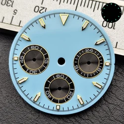Black 29mm Dial with Green Luminous Accents and Custom Logo - Watch Hands and Accessories (GOLD)