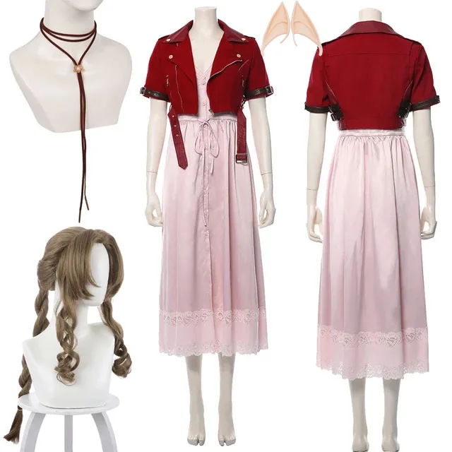 

Aerith Gainsborough Cosplay Dress Final Fantasy VII Costume Jacket Outfits For Women Girls Halloween Party Role Playing Clothes