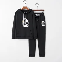 

2022 Women's King&Queen Print Casual Long-sleeved Sportswear Hoodie + Trousers 2-Piece Solid Color Warm Suit, S-4XL, 4Colors.