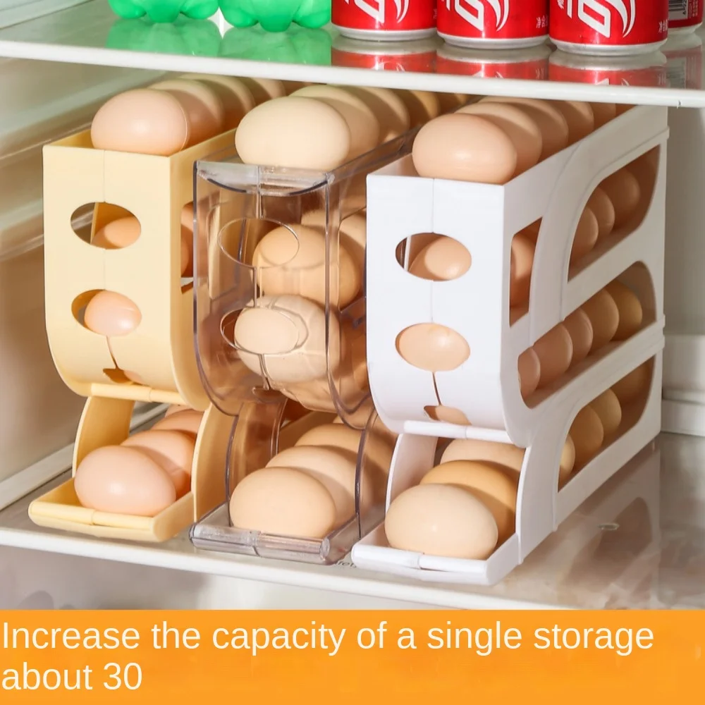 Egg Storage Box Large Capacity Automatic Egg Roller Household Four Tier Refrigerator Space Saving Kitchen Dedicated