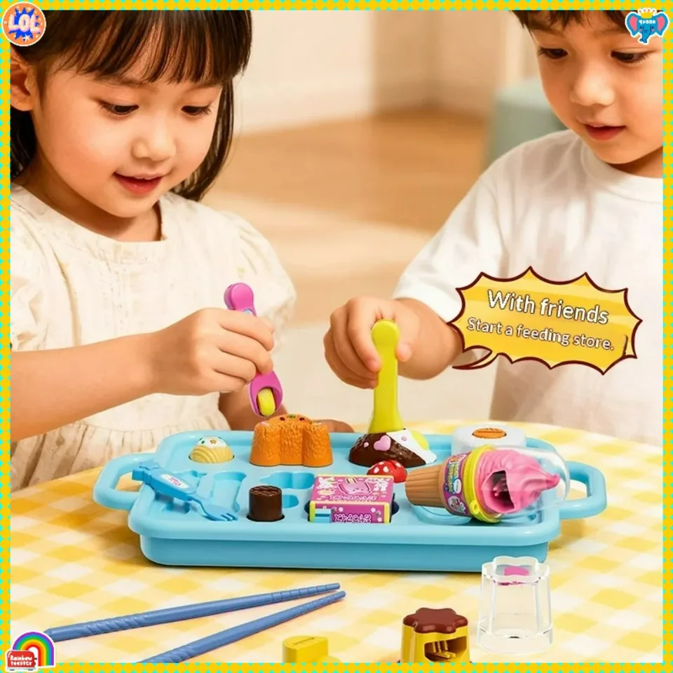 Pudding-speelgoed met lepel simulatie, schattig intrekbaar spel, eten