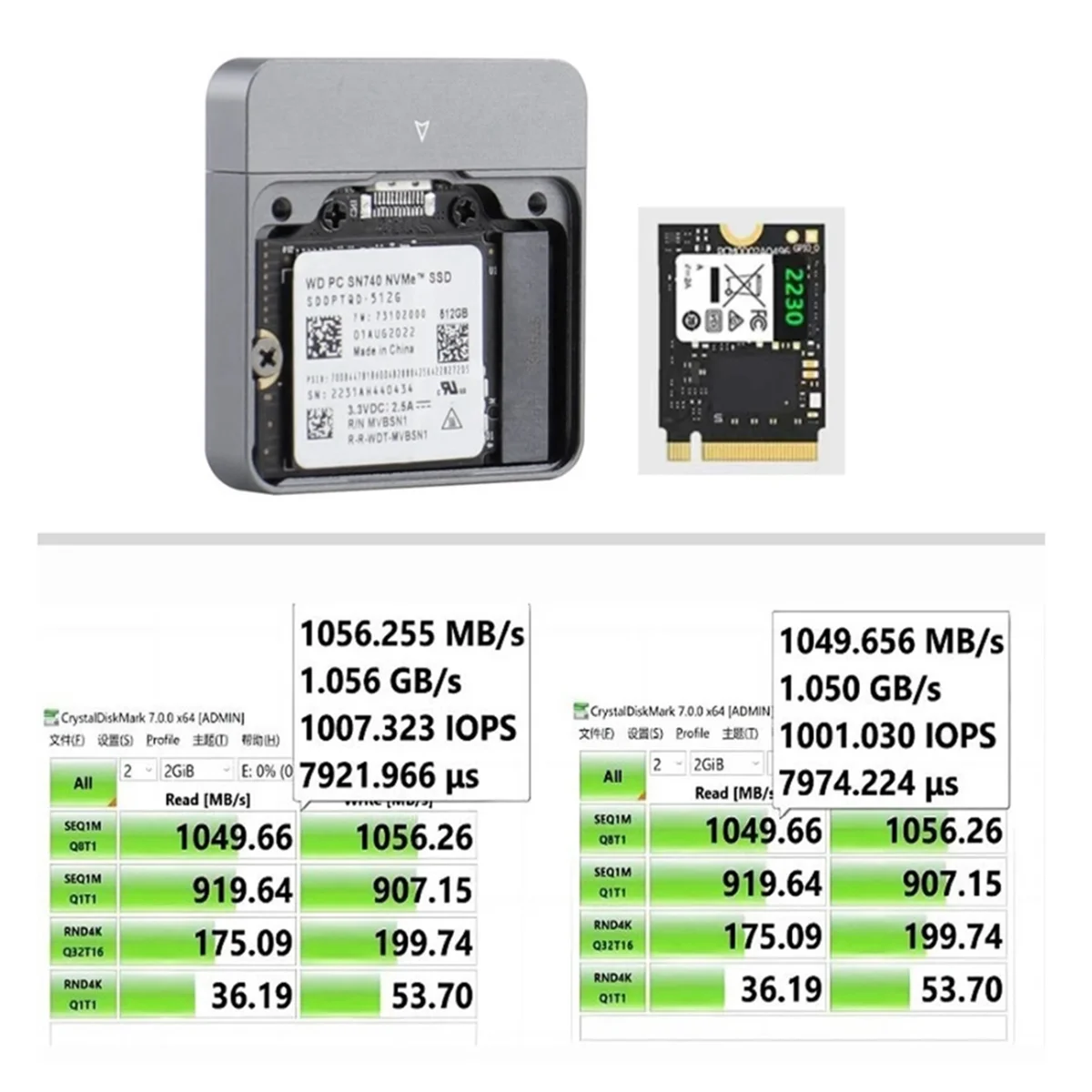 M.2 NVMe 2230 SSD Ŭ USB C , M2 2230 NVMe SN740 SN530 520 PM991A A  ̽ ڽ, 10Gbps USB3.2 Gen2