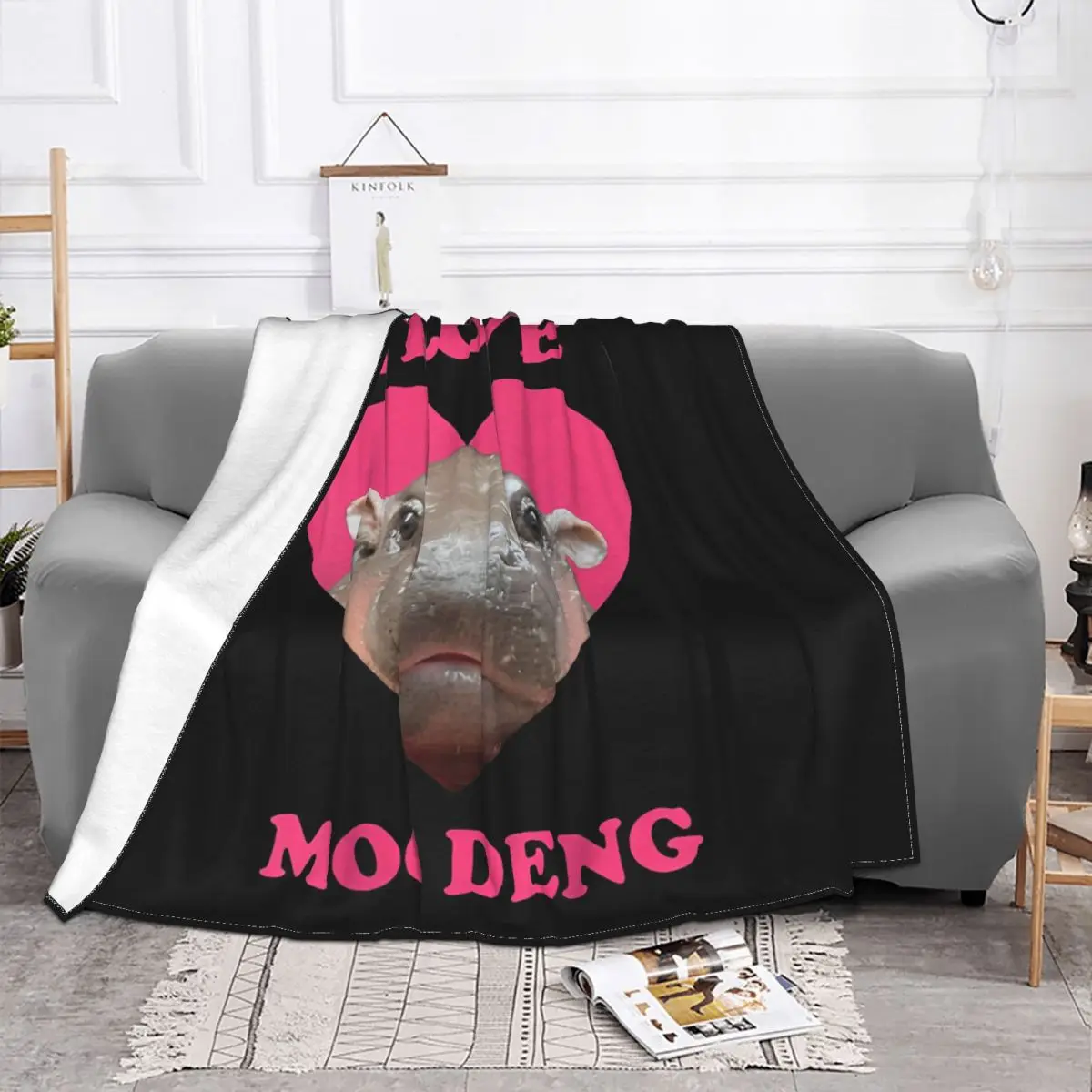 I Love Moo Deng Famous Baby Pigmy Hippo Blanket Wool Throw Blanket Bedding Couch Personalised Ultra-Soft Warm Bedspreads