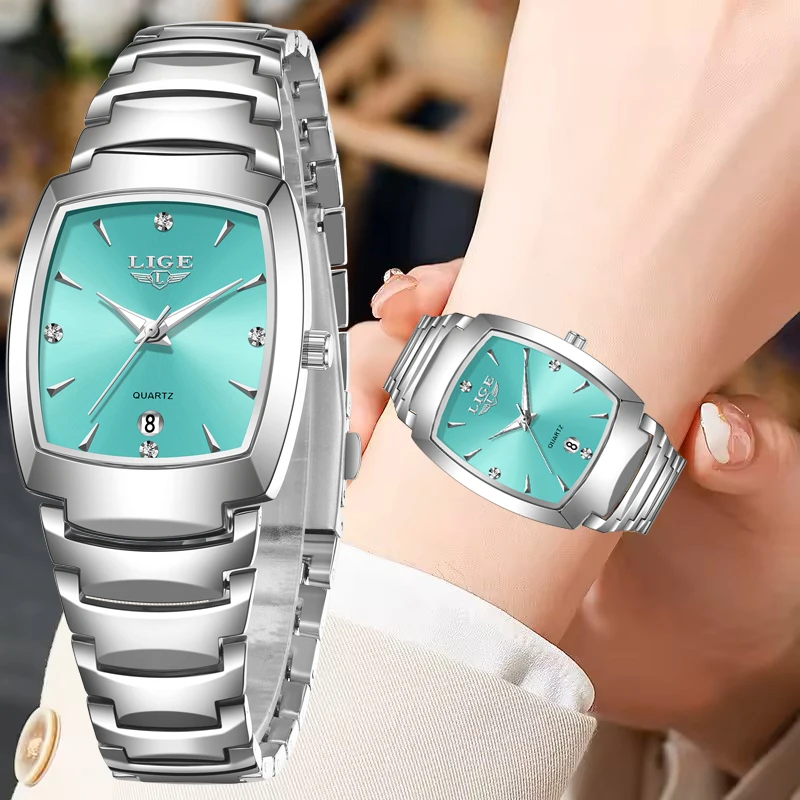 LIGE Casual Square Quartz Watch Ladies Fashion Waterproof Date Women Watch Simple Elegant Sports Student Watches Gift For Women