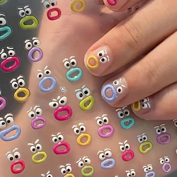 1/5/10 pezzi interessanti adesivi per nail art, adesivi per scrapbooking 2D in gelatina carina, adesivi impermeabili fai da te