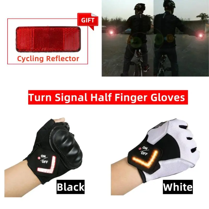 Guantes de ciclismo con sensor de gravedad, manoplas de medio dedo con señal de giro, luz de advertencia automática, dirección inteligente, 1 par