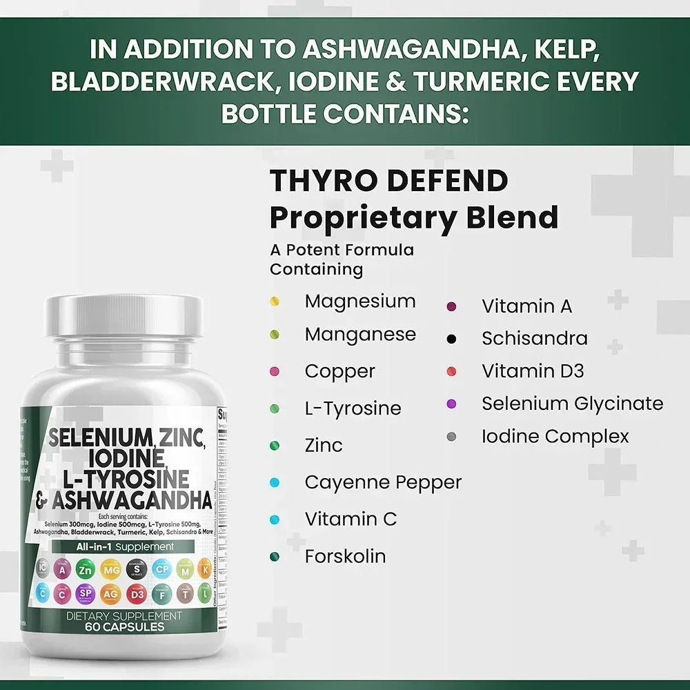 Selenium Zinc Iodine L-tyrosine Capsules Improve Emotional Health Increase Metabolism Relieve Fatigue Thyroid Supplements organic capsules
