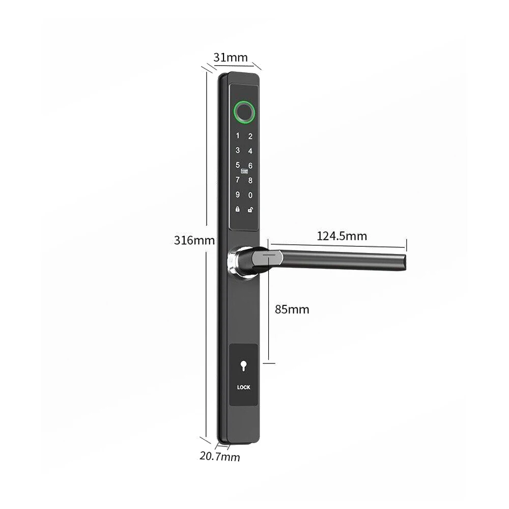 RH-DQ1 블랙 지문+숫자 패드+RFID 카드+앱(좁은 측면 슬라이딩 도어 및 폴리오 도어 잠금장치)（RH-DQ1 블랙）