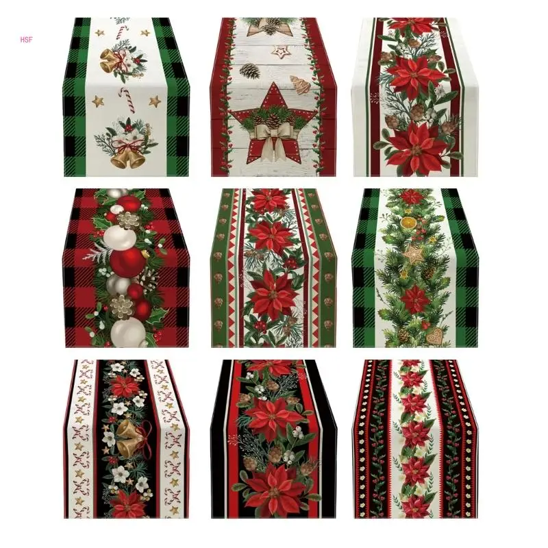 

Праздничная рождественская скатерть-дорожка для стола, украшение для стола, моющаяся крышка стола для использования в помещении