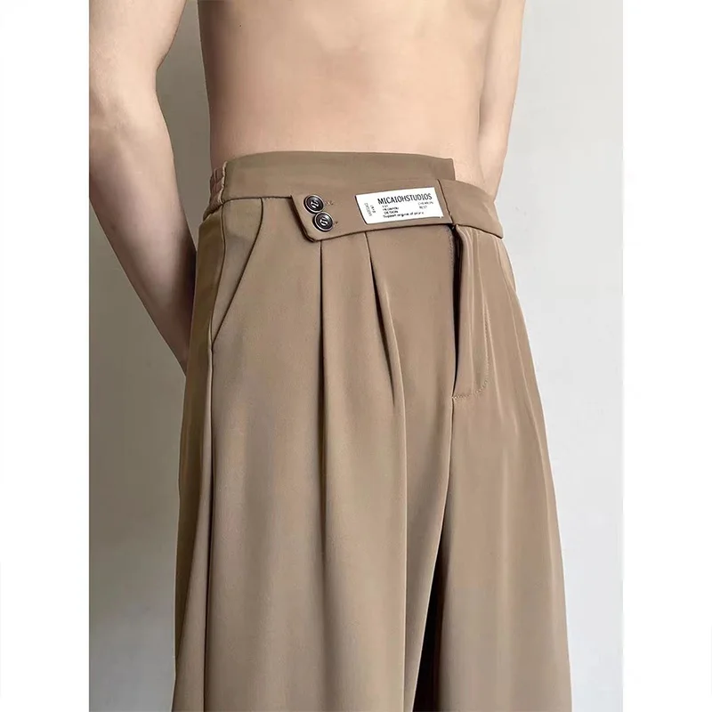 KPOP Fashion Style Harajuku Slim Fit Trousers Loose All Match Straight Cylinder Casual Pants Ice Silk Wide-leg Western Pants