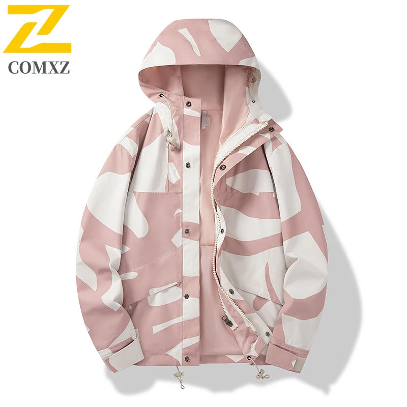 Men's Autumn Hooded Windbreaker Waterproof Hiking Jacket Outdoor Sports Coat Lightweight Trekking  Windproof Mountaineering Wear