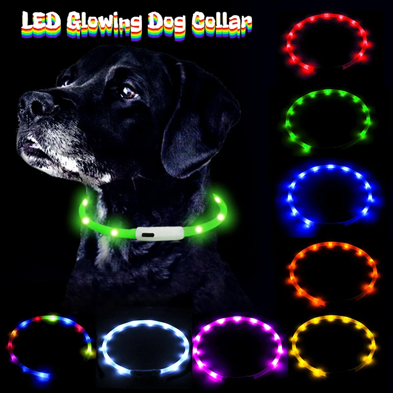 LEDGlowingDogCollarFlashingRechargeaLuminousCollarNightAnti