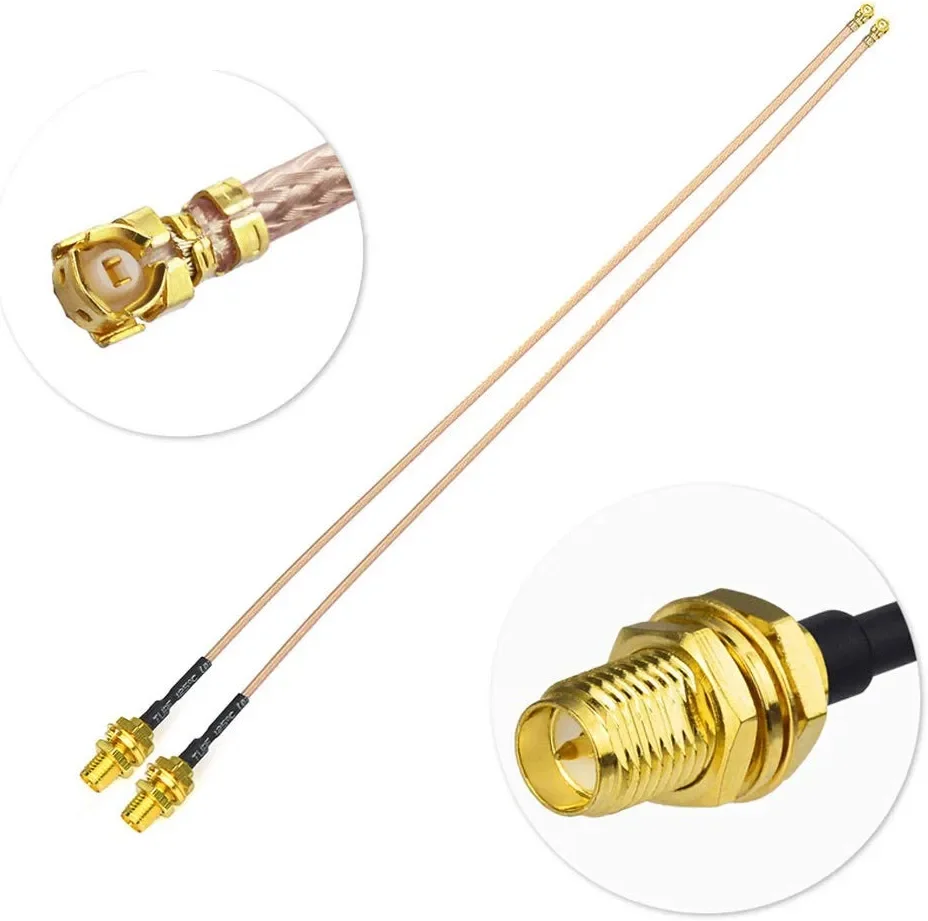 Comparaison des longueurs 5 cm, 10 cm, 20 cm et 30 cm du câble antenne IPEX vers RP-SMA-K pour drone FPV.