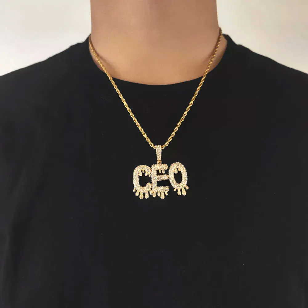Custom Letter Necklace Men and Women 18K Gold Iced CZ Charm Pendant Personalized Hip Hop Jewelry DIY Bling Initial Name Pendant