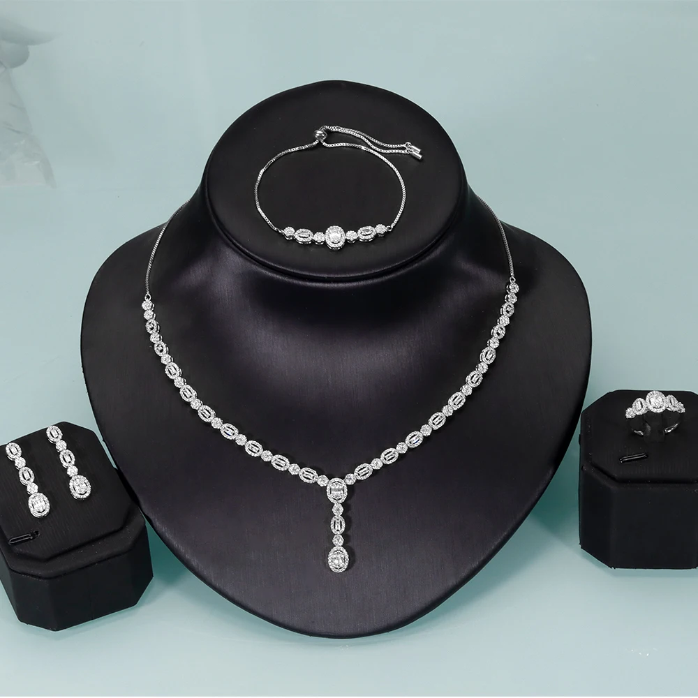 

JEWEL Hot Selling Item 4 PCS Women Fashion Jewellery Set For Wedding Engagement High Quality Cubic Zirconia Gift