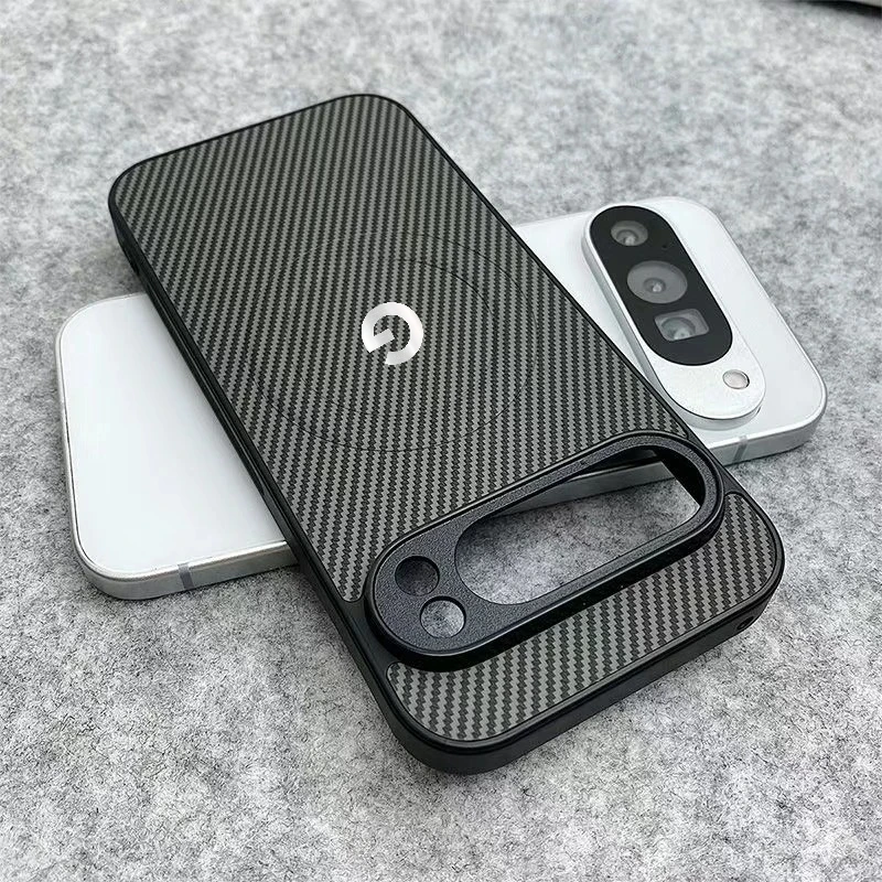 Premium Carbon Fiber Leather Magnetic Case with Wireless Charging and Shockproof Protection