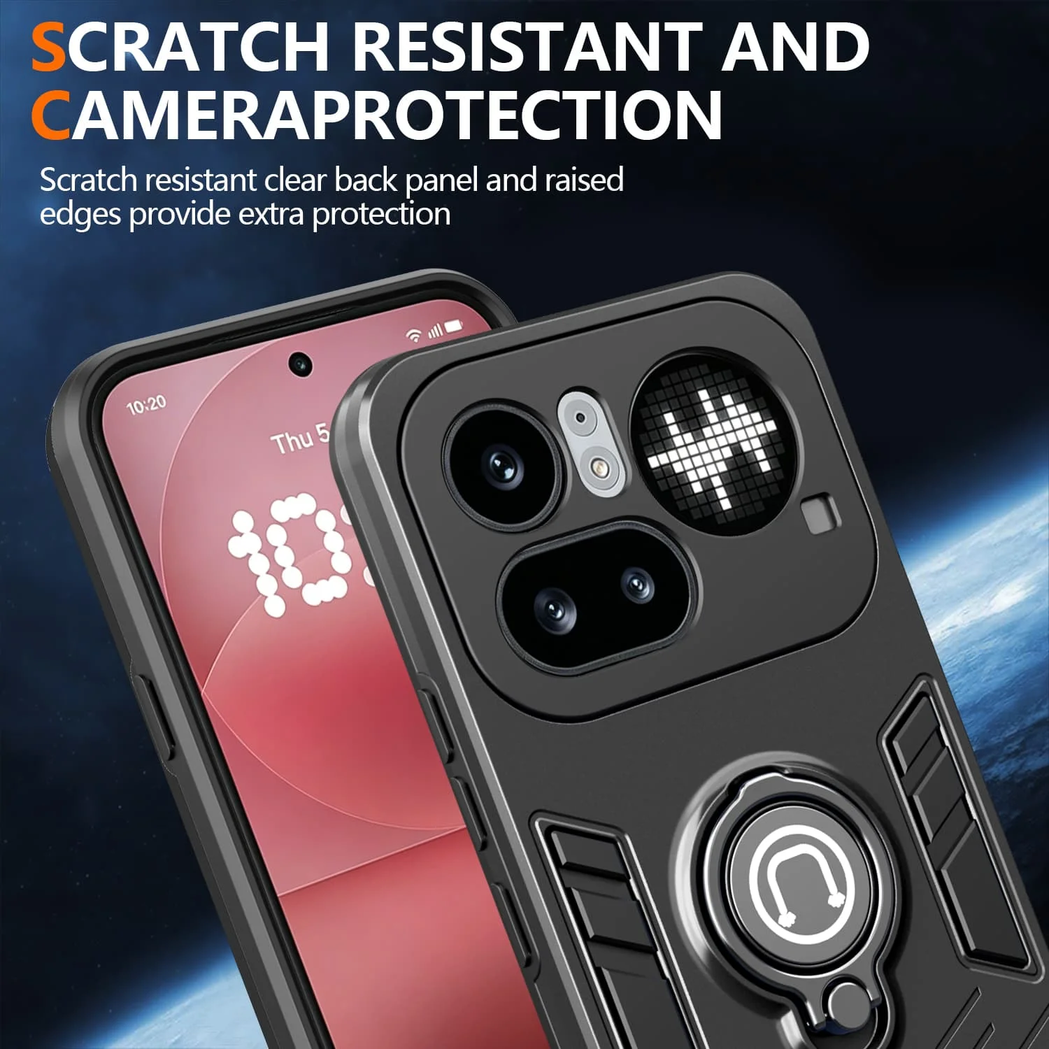 Luxury Metal Finger Holder Shockproof Armour Case with Camera Protection Cover
