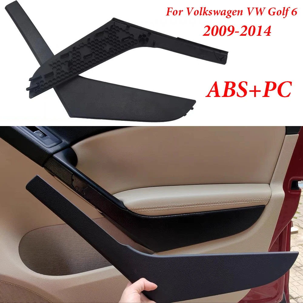 Porta Interior Puxar Handle Braço Tampa Painel Guarnição Preto Prata de fibra de carbono Para Volkswagen VW Golf 6 GTI MK6 2009-2014