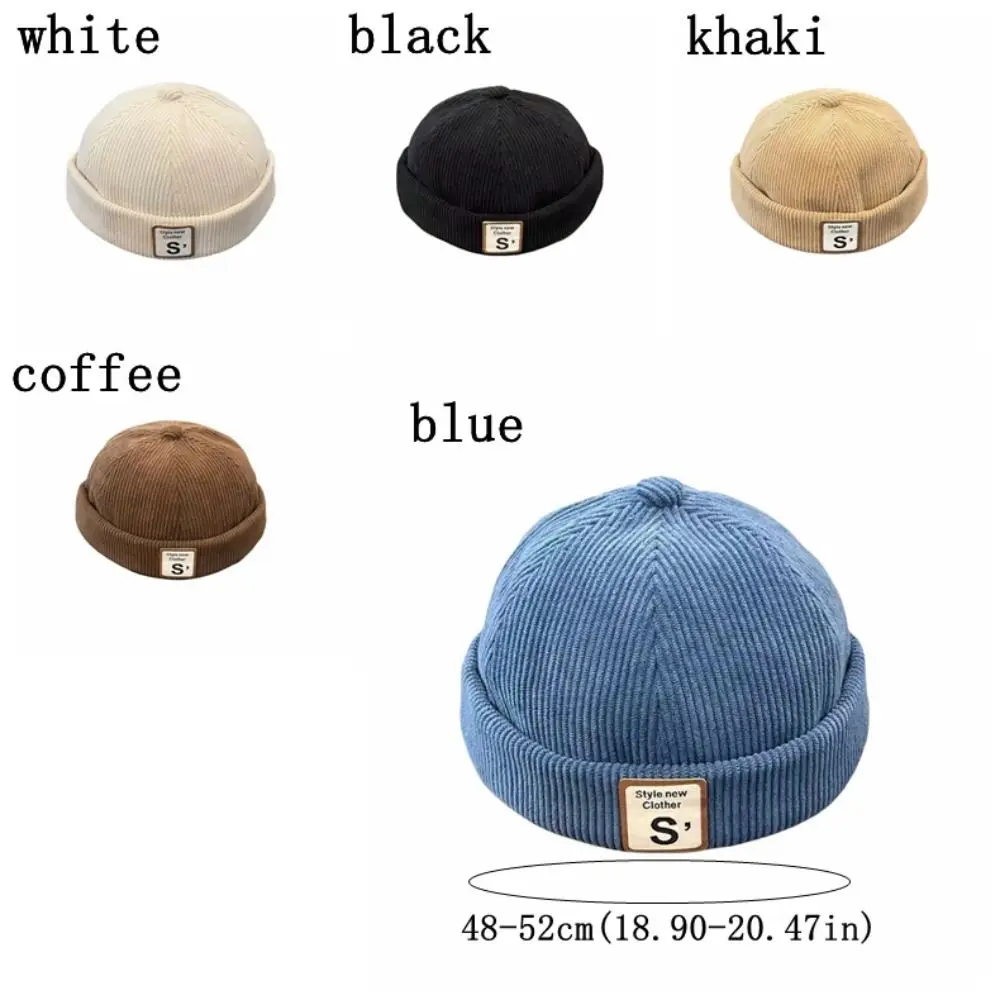 Beanie Hat Corduroy Baby Hat Adjustable Solid Color Warm Hat Letter Embroidered Vintage Melon Hat Outdoor