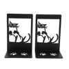 2Pcs Style Black Cat Footprints Book Ends Iron Bookends Gift for Book Loves Heavy Book Rack Home Desk Book Rack Office Supplies 1