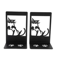 2Pcs Style Black Cat Footprints Book Ends Iron Bookends Gift for Book Loves Heavy Book Rack Home Desk Book Rack Office Supplies 1