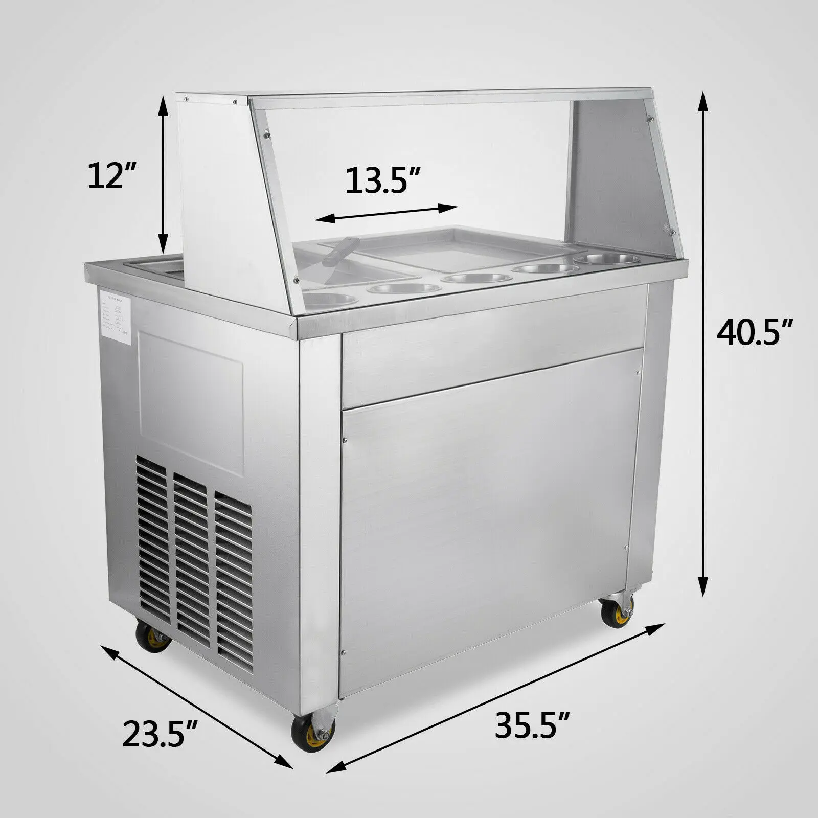Double Square Pan Fried Ice Cream Machine Rolling Yogurt Maker With 5 Buckets At 1060w