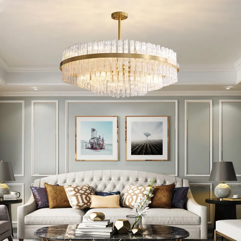 

Postmodern transparent crystal villa chandelier living room bedroom dining room modern minimalist lighting lamps