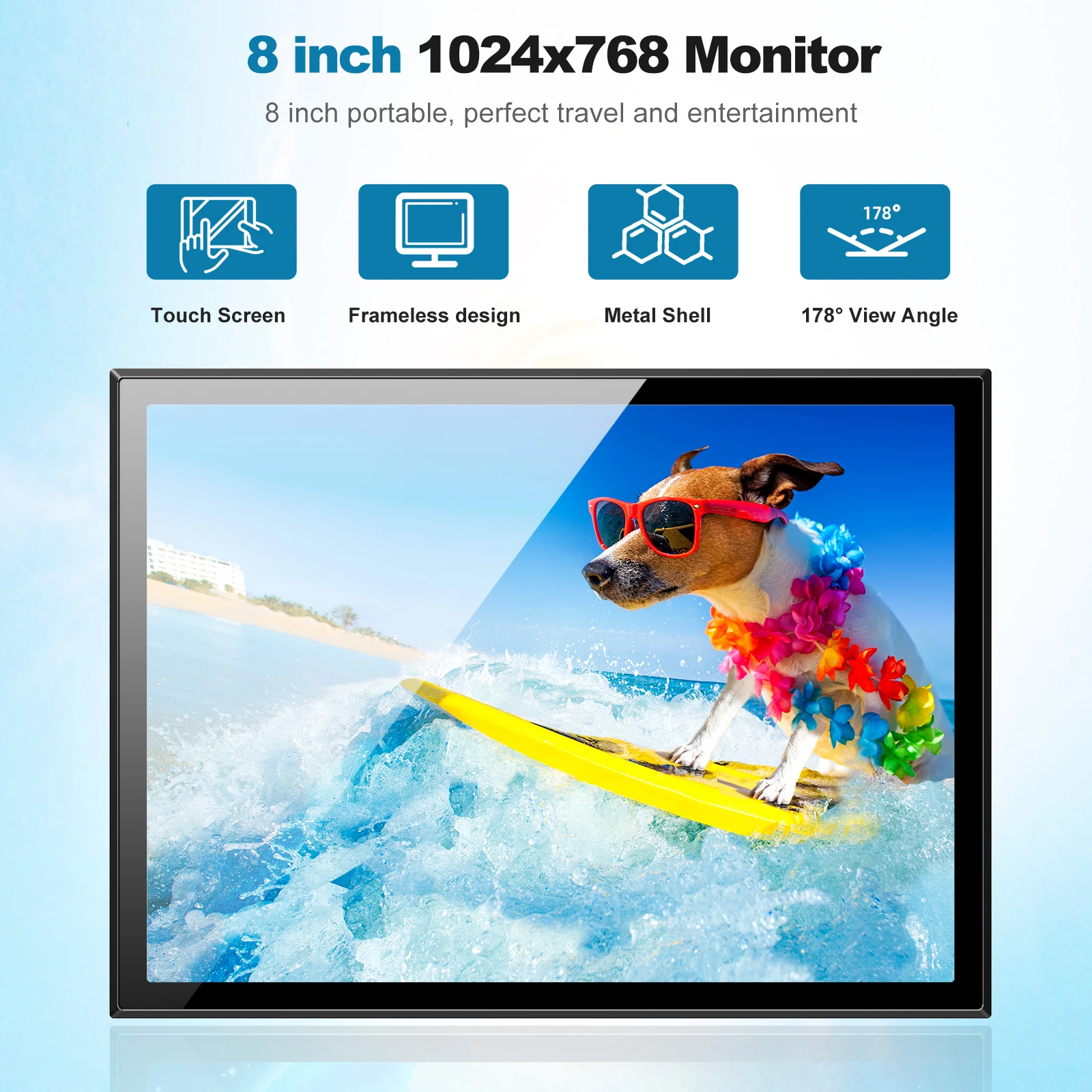 Miktver MK08-2  Ǯ ̷  ġ ũ, ޴ HDMI VGA AV BNC Ʈ , Ŀ , 1024x768 IPS, 8 ġ