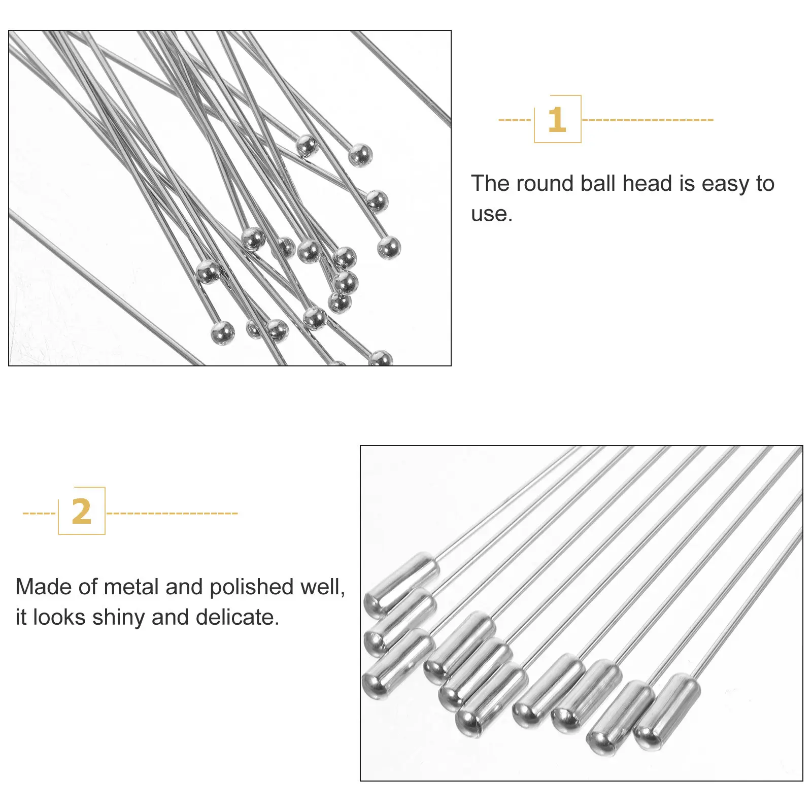 20Pcs 90Mm 금속 스틱 핀 DIY 쥬얼리 제작을위한 브로치 액세서리 코사지 부토니에 헤드 핀 의상 공예 용품
