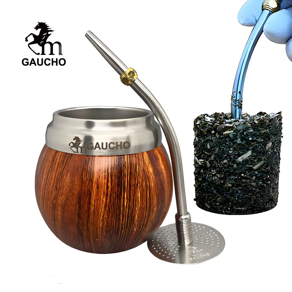 Yerba Mate Cup Yerba Mate Tea Dregs Removal Include Gourds Cup & Filter Disk Straw & Cleaning Brush