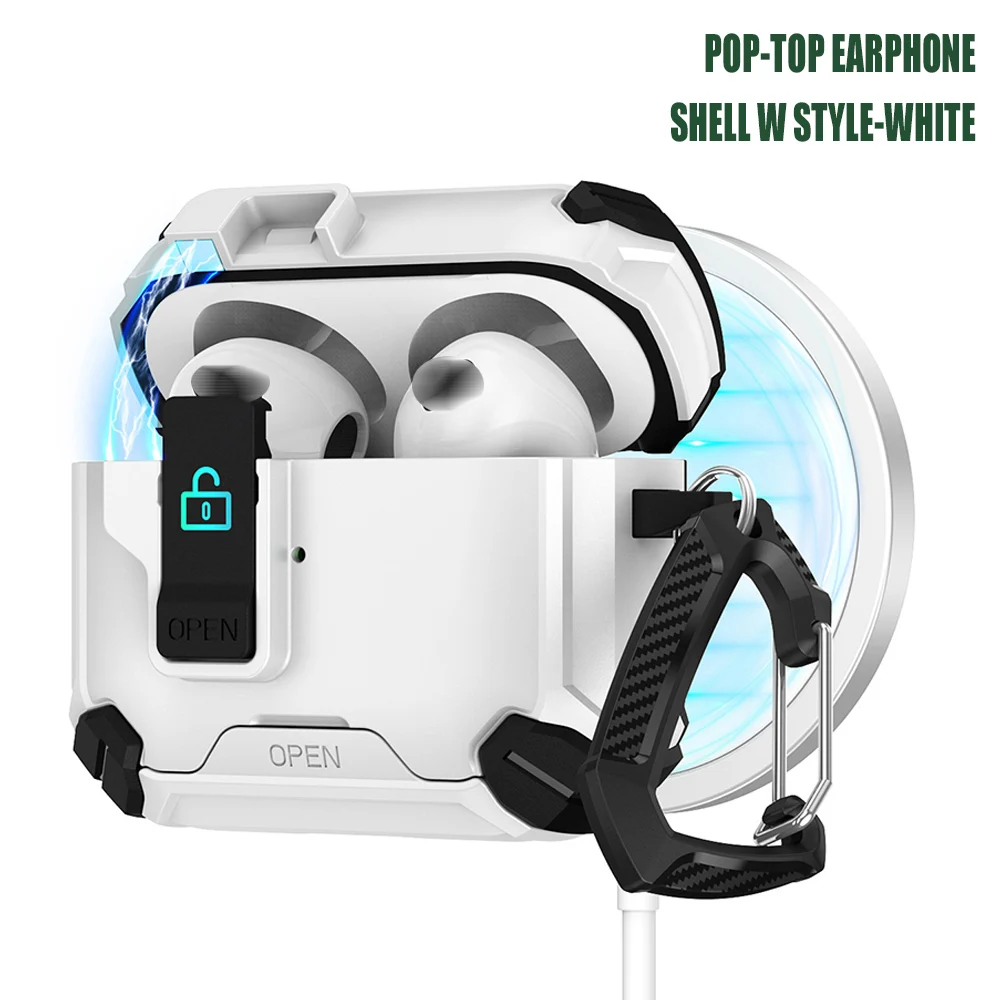 Für Magsafe Wireless Charging Kopfhörerhülle für Airpods 4 3 Hülle Airpods Pro 2 Airpods 2 Hüllen Magnetisches automatisches Schloss mit Haken