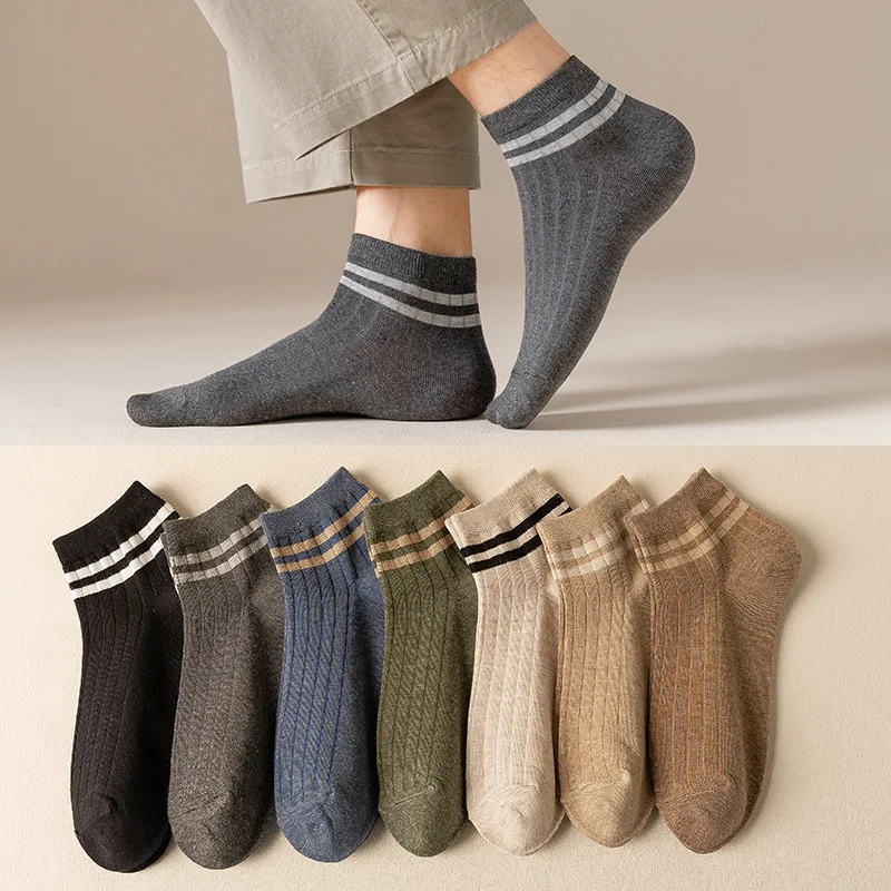 SocksFashionINSBlackWhiteStripeCrewMensSock100CottonSportsHighSkateboardStreetwear