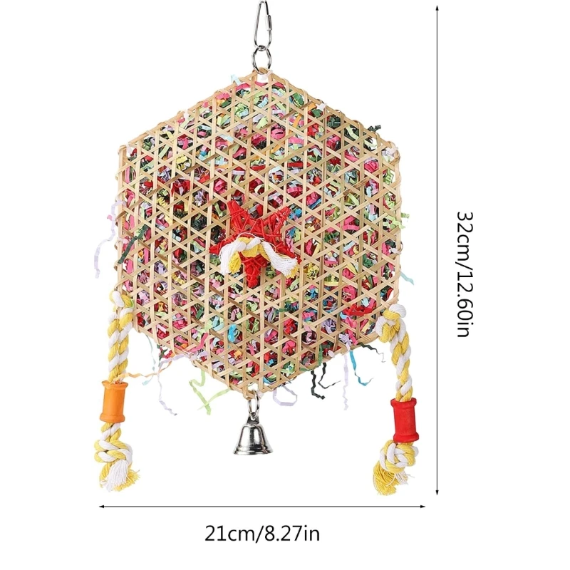 Hanging Small Animal Chew Toy for Bird Parrots Chewing Toy Rattan Shredded Paper for Chewing Teeth Grinding 6
