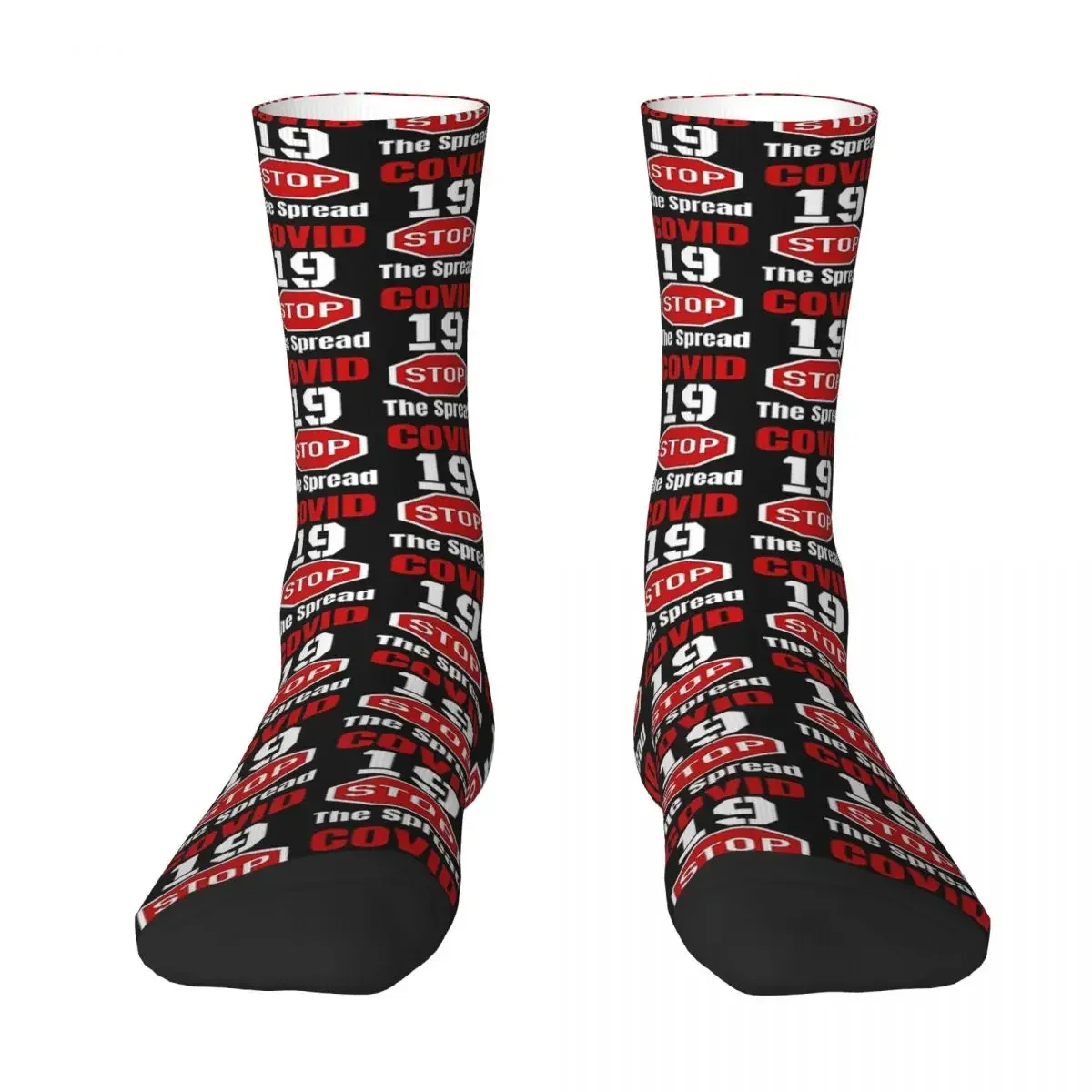 

All Seasons Crew Stockings COVID-19 Stop The Spread, COVID 19 Socks Harajuku Crazy Hip Hop Long Socks Accessories for Men Women